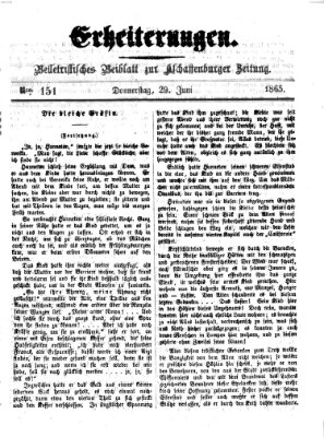 Erheiterungen (Aschaffenburger Zeitung) Donnerstag 29. Juni 1865