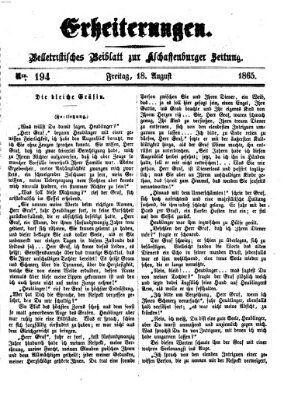 Erheiterungen (Aschaffenburger Zeitung) Freitag 18. August 1865