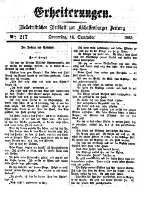 Erheiterungen (Aschaffenburger Zeitung) Donnerstag 14. September 1865