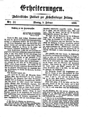 Erheiterungen (Aschaffenburger Zeitung) Montag 5. Februar 1866