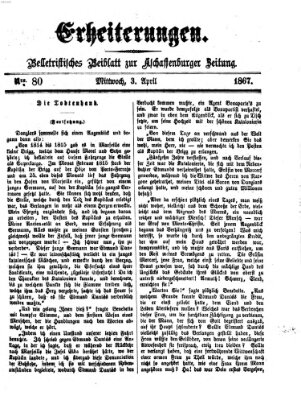 Erheiterungen (Aschaffenburger Zeitung) Mittwoch 3. April 1867