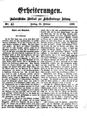 Erheiterungen (Aschaffenburger Zeitung) Freitag 21. Februar 1868