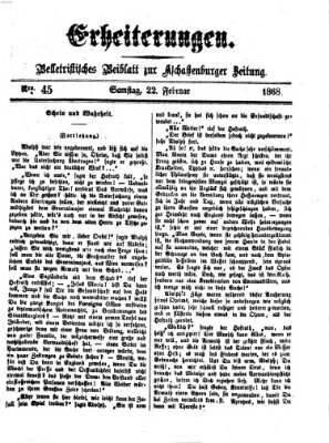 Erheiterungen (Aschaffenburger Zeitung) Samstag 22. Februar 1868