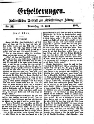 Erheiterungen (Aschaffenburger Zeitung) Donnerstag 16. April 1868