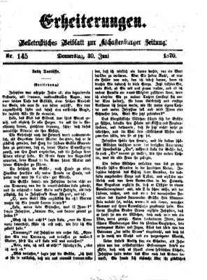 Erheiterungen (Aschaffenburger Zeitung) Donnerstag 30. Juni 1870