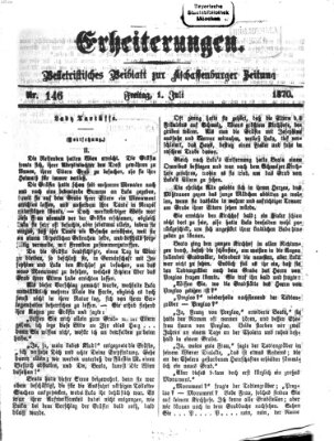 Erheiterungen (Aschaffenburger Zeitung) Freitag 1. Juli 1870