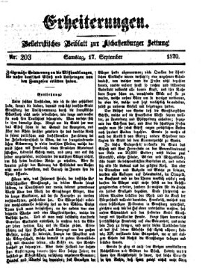 Erheiterungen (Aschaffenburger Zeitung) Samstag 17. September 1870