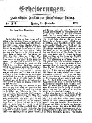 Erheiterungen (Aschaffenburger Zeitung) Freitag 23. September 1870