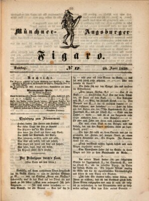 München-Augsburger Figaro (Münchner Kurier für Stadt und Land) Samstag 28. April 1838