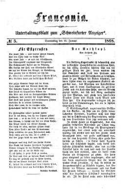 Franconia (Schweinfurter Anzeiger) Donnerstag 16. Januar 1868