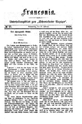 Franconia (Schweinfurter Anzeiger) Donnerstag 27. Februar 1868