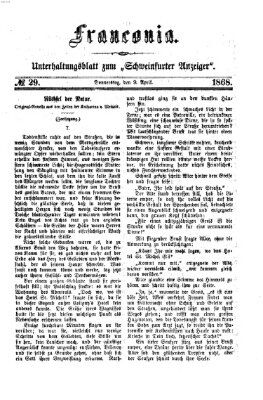 Franconia (Schweinfurter Anzeiger) Donnerstag 9. April 1868