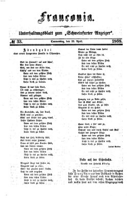 Franconia (Schweinfurter Anzeiger) Donnerstag 23. April 1868