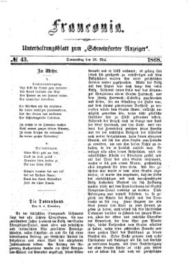 Franconia (Schweinfurter Anzeiger) Donnerstag 28. Mai 1868