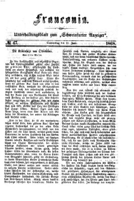 Franconia (Schweinfurter Anzeiger) Donnerstag 11. Juni 1868