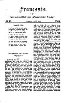 Franconia (Schweinfurter Anzeiger) Donnerstag 18. Juni 1868