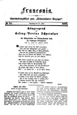 Franconia (Schweinfurter Anzeiger) Sonntag 21. Juni 1868