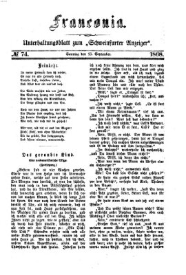 Franconia (Schweinfurter Anzeiger) Sonntag 13. September 1868