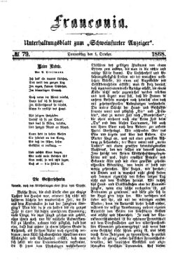 Franconia (Schweinfurter Anzeiger) Donnerstag 1. Oktober 1868