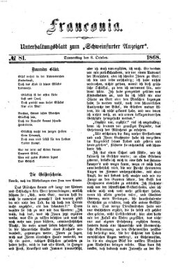 Franconia (Schweinfurter Anzeiger) Donnerstag 8. Oktober 1868