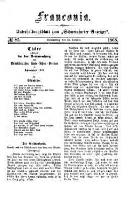 Franconia (Schweinfurter Anzeiger) Donnerstag 22. Oktober 1868