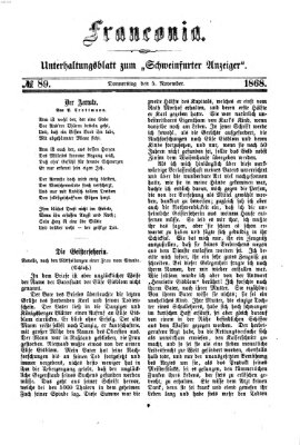 Franconia (Schweinfurter Anzeiger) Donnerstag 5. November 1868