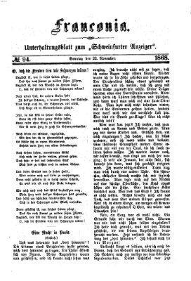 Franconia (Schweinfurter Anzeiger) Sonntag 22. November 1868