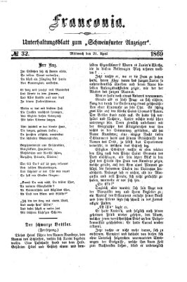 Franconia (Schweinfurter Anzeiger) Mittwoch 21. April 1869