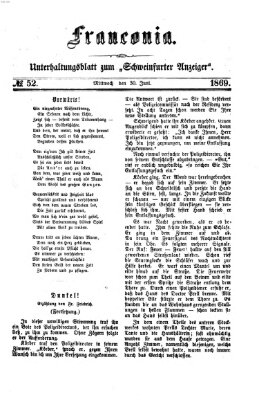 Franconia (Schweinfurter Anzeiger) Mittwoch 30. Juni 1869