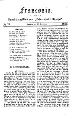 Franconia (Schweinfurter Anzeiger) Samstag 11. September 1869