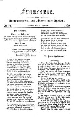 Franconia (Schweinfurter Anzeiger) Mittwoch 15. September 1869