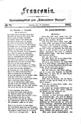 Franconia (Schweinfurter Anzeiger) Samstag 18. September 1869