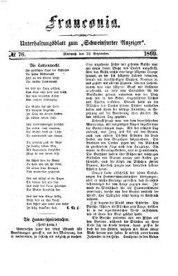 Franconia (Schweinfurter Anzeiger) Mittwoch 22. September 1869