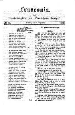 Franconia (Schweinfurter Anzeiger) Samstag 25. September 1869