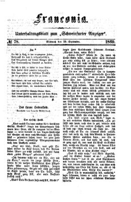 Franconia (Schweinfurter Anzeiger) Mittwoch 29. September 1869