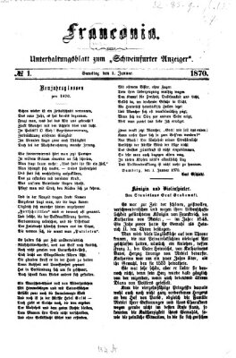 Franconia (Schweinfurter Anzeiger) Samstag 1. Januar 1870