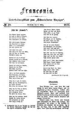 Franconia (Schweinfurter Anzeiger) Mittwoch 9. März 1870