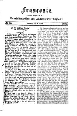 Franconia (Schweinfurter Anzeiger) Samstag 30. April 1870