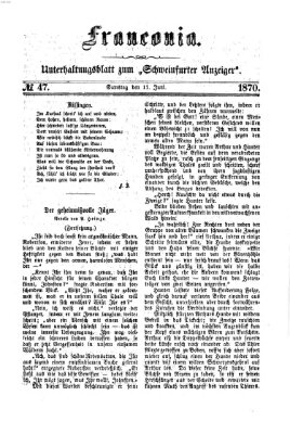 Franconia (Schweinfurter Anzeiger) Samstag 11. Juni 1870