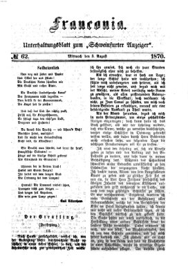 Franconia (Schweinfurter Anzeiger) Mittwoch 3. August 1870