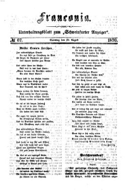 Franconia (Schweinfurter Anzeiger) Samstag 20. August 1870