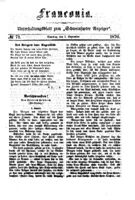 Franconia (Schweinfurter Anzeiger) Samstag 3. September 1870