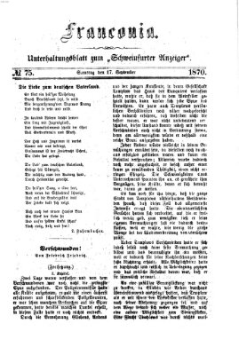 Franconia (Schweinfurter Anzeiger) Samstag 17. September 1870