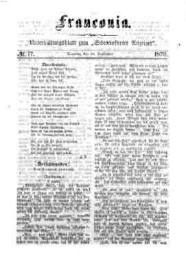 Franconia (Schweinfurter Anzeiger) Samstag 24. September 1870