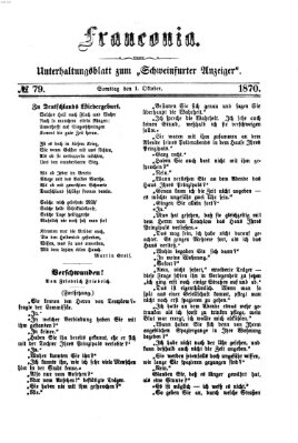 Franconia (Schweinfurter Anzeiger) Samstag 1. Oktober 1870