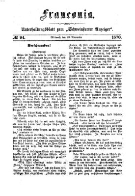 Franconia (Schweinfurter Anzeiger) Mittwoch 23. November 1870