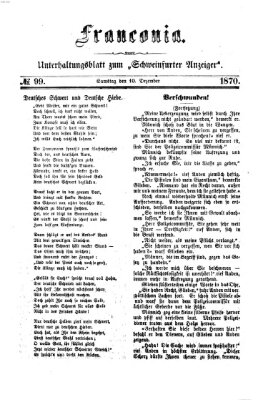 Franconia (Schweinfurter Anzeiger) Samstag 10. Dezember 1870