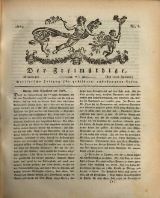 Der Freimüthige oder Berlinische Zeitung für gebildete, unbefangene Leser (Der Freimüthige oder Unterhaltungsblatt für gebildete, unbefangene Leser) Dienstag 11. Januar 1803