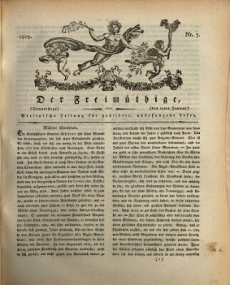 Der Freimüthige oder Berlinische Zeitung für gebildete, unbefangene Leser (Der Freimüthige oder Unterhaltungsblatt für gebildete, unbefangene Leser) Donnerstag 13. Januar 1803