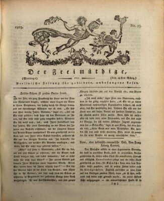 Der Freimüthige oder Berlinische Zeitung für gebildete, unbefangene Leser (Der Freimüthige oder Unterhaltungsblatt für gebildete, unbefangene Leser) Montag 28. März 1803